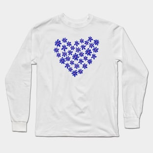 Blue flowers floral heart Long Sleeve T-Shirt